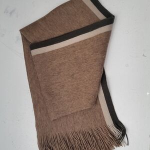Eddie Bauer Scarf Acrylic & Wool Tan Fringe Extra Long New Without Tags
